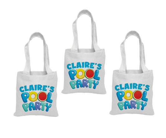 Personalized Pool Party Favor Bags - Set of Three Bags