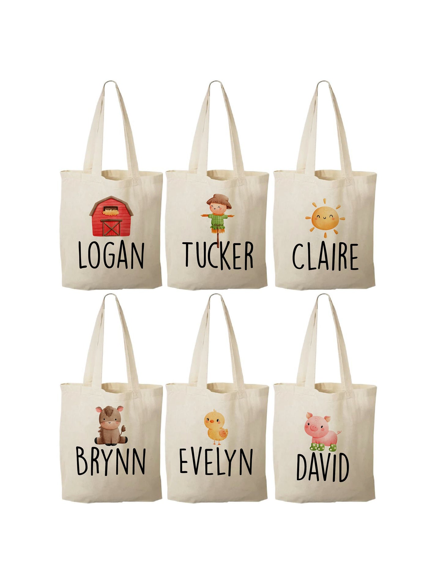 Personalized Farm Party Favor Bags โ Barnyard Canvas Gift Totes