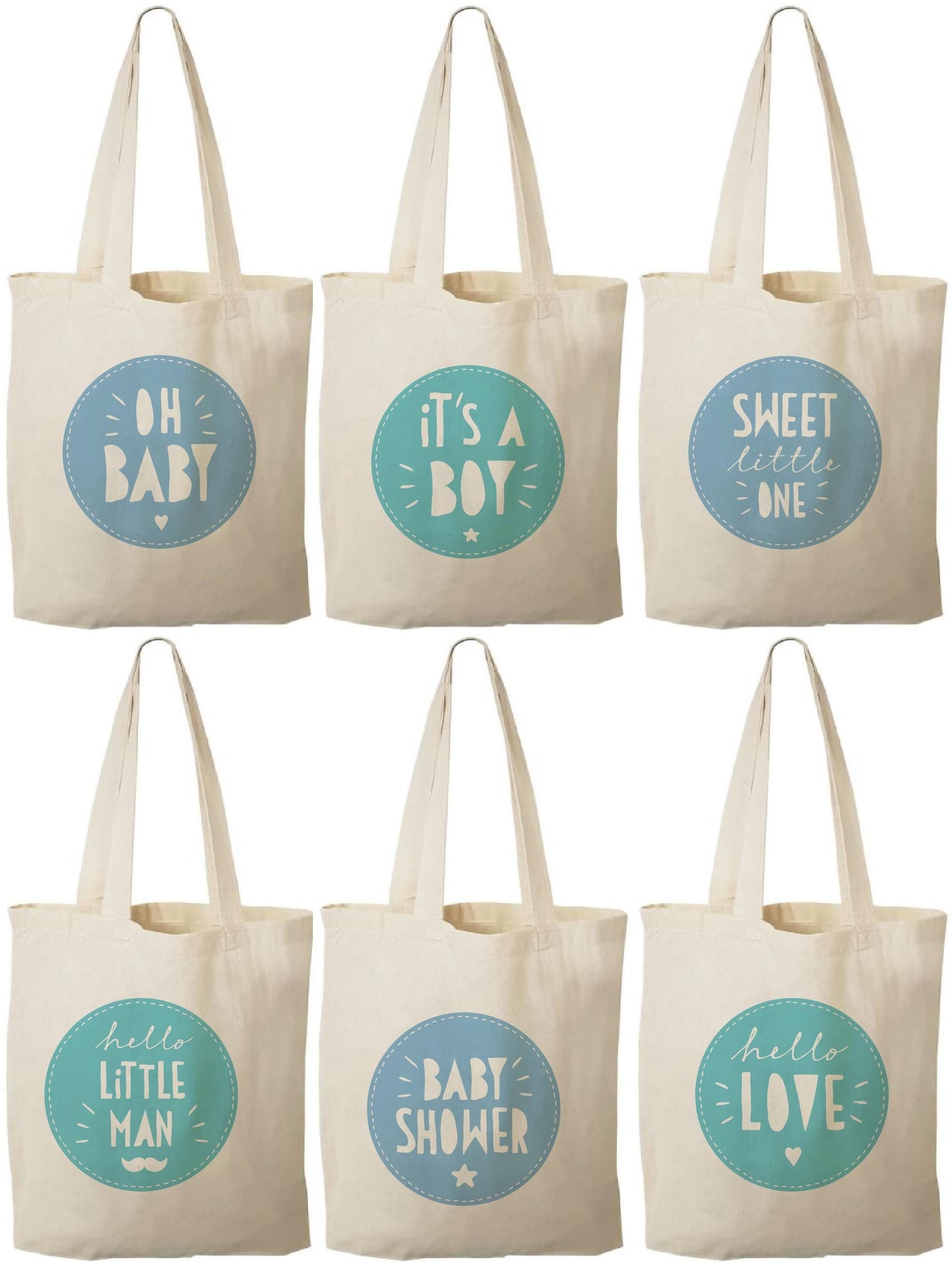 Baby Shower Cotton Treat Bags, Party Favors, Set of 6