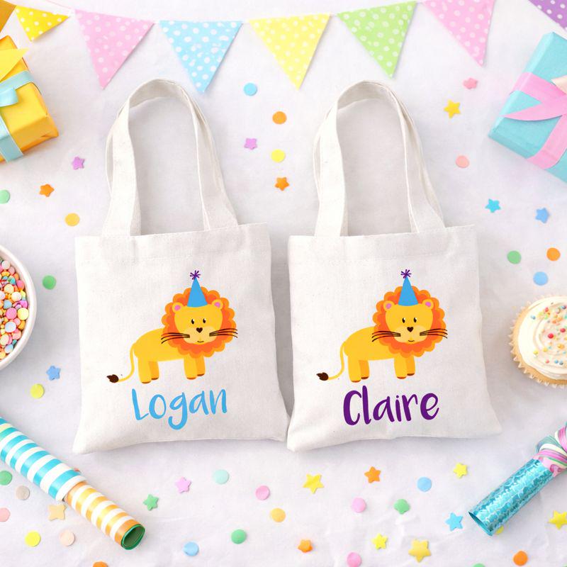 Personalized Lion Party Favor Bags: Sold Individually