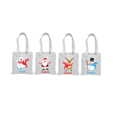 Personalized Christmas Party Favor Bags - Set of Four Bags