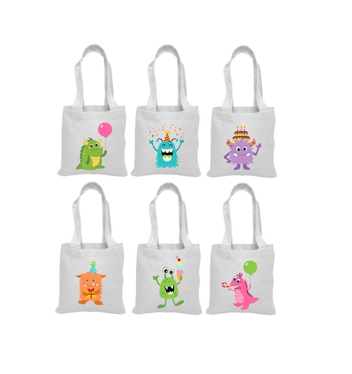 Monster Party Favor Bags - Set of Six Bags