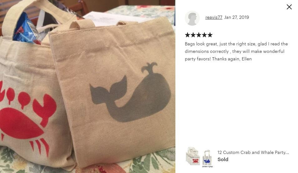 Crab Party Favor Bags – Nautical Beach Birthday, Set of Three