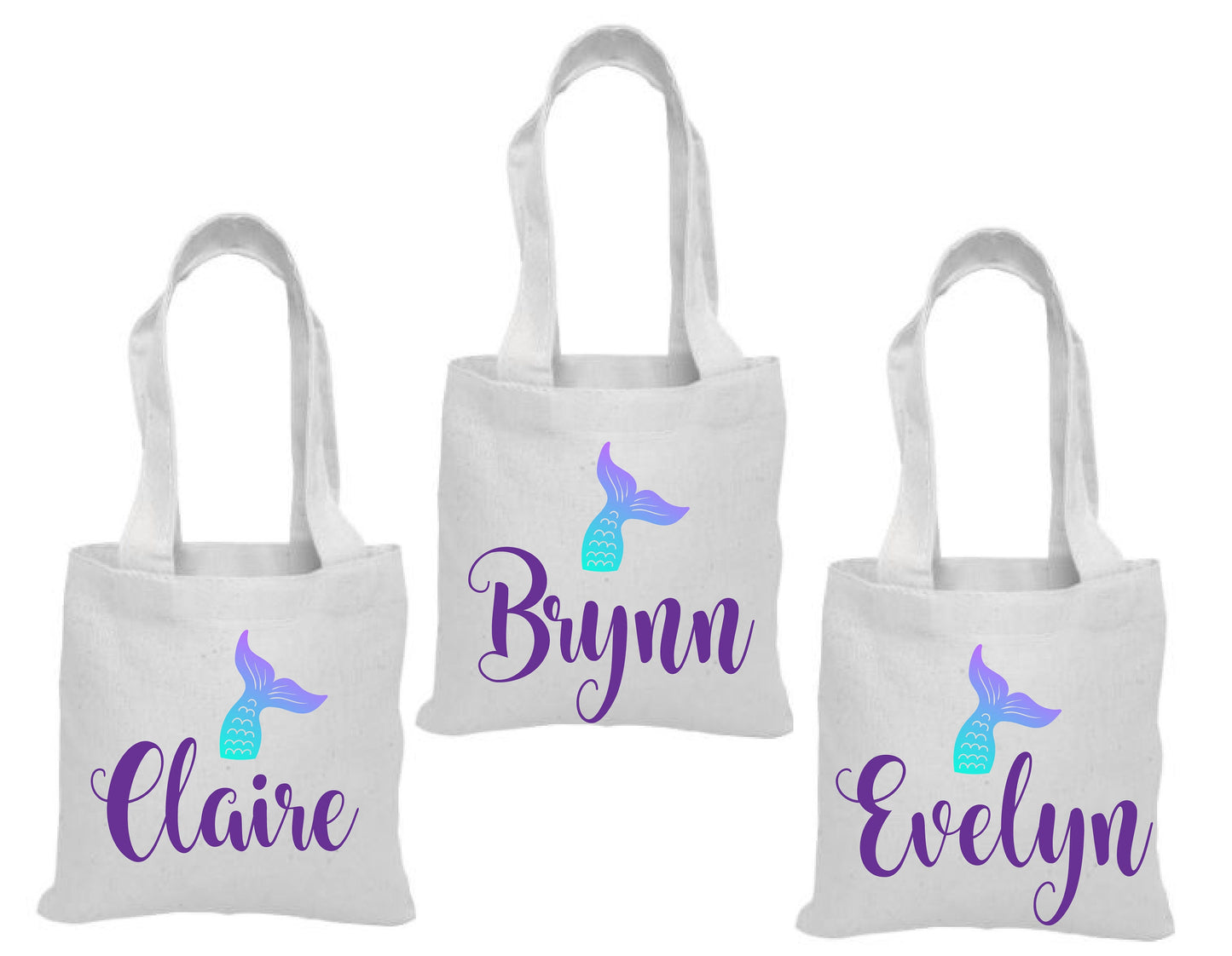 Personalized Mermaid Tail Favor Bag – Under the Sea Party Canvas Tote