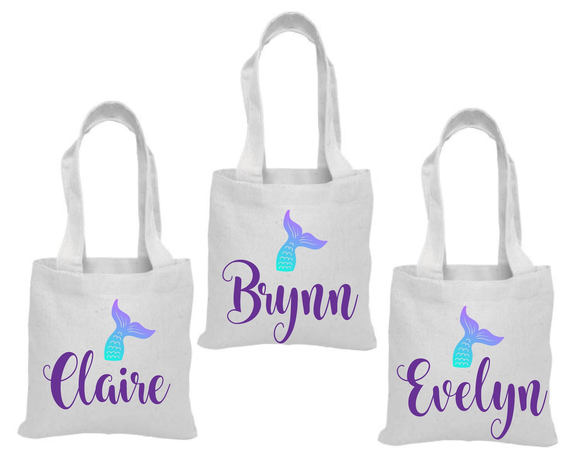 Personalized Mermaid Tail Favor Bag – Under the Sea Party Canvas Tote