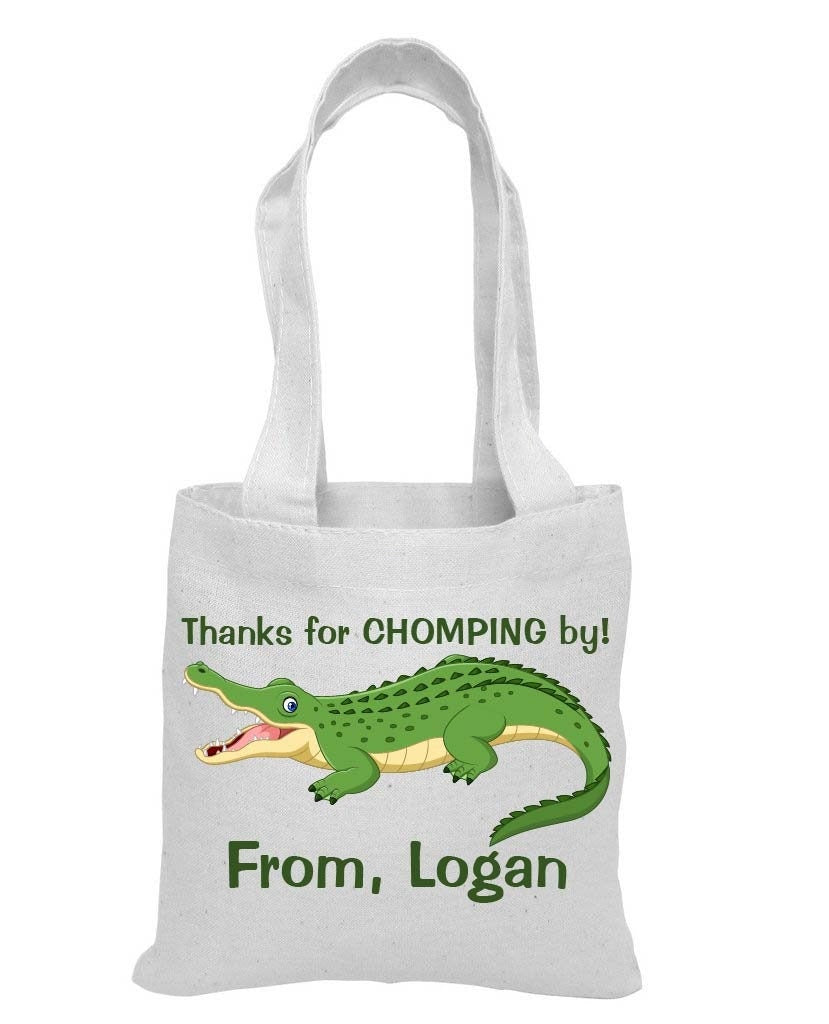 Personalized Alligator Cotton Favor Bags – Crocodile Party Treat Totes