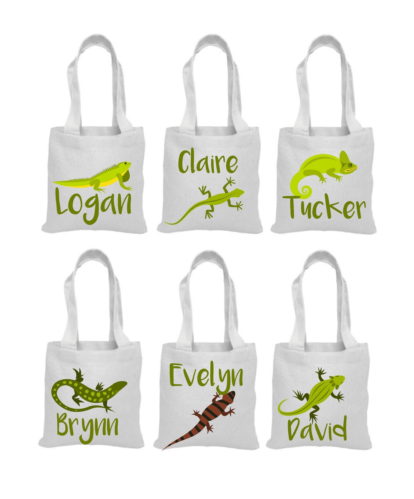 Personalized Lizard Party Favor Bag - Reptile Birthday Cotton Tote