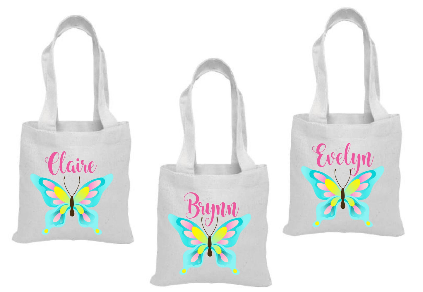 Personalized Butterfly Party Favor Bags - Set of Three Bags