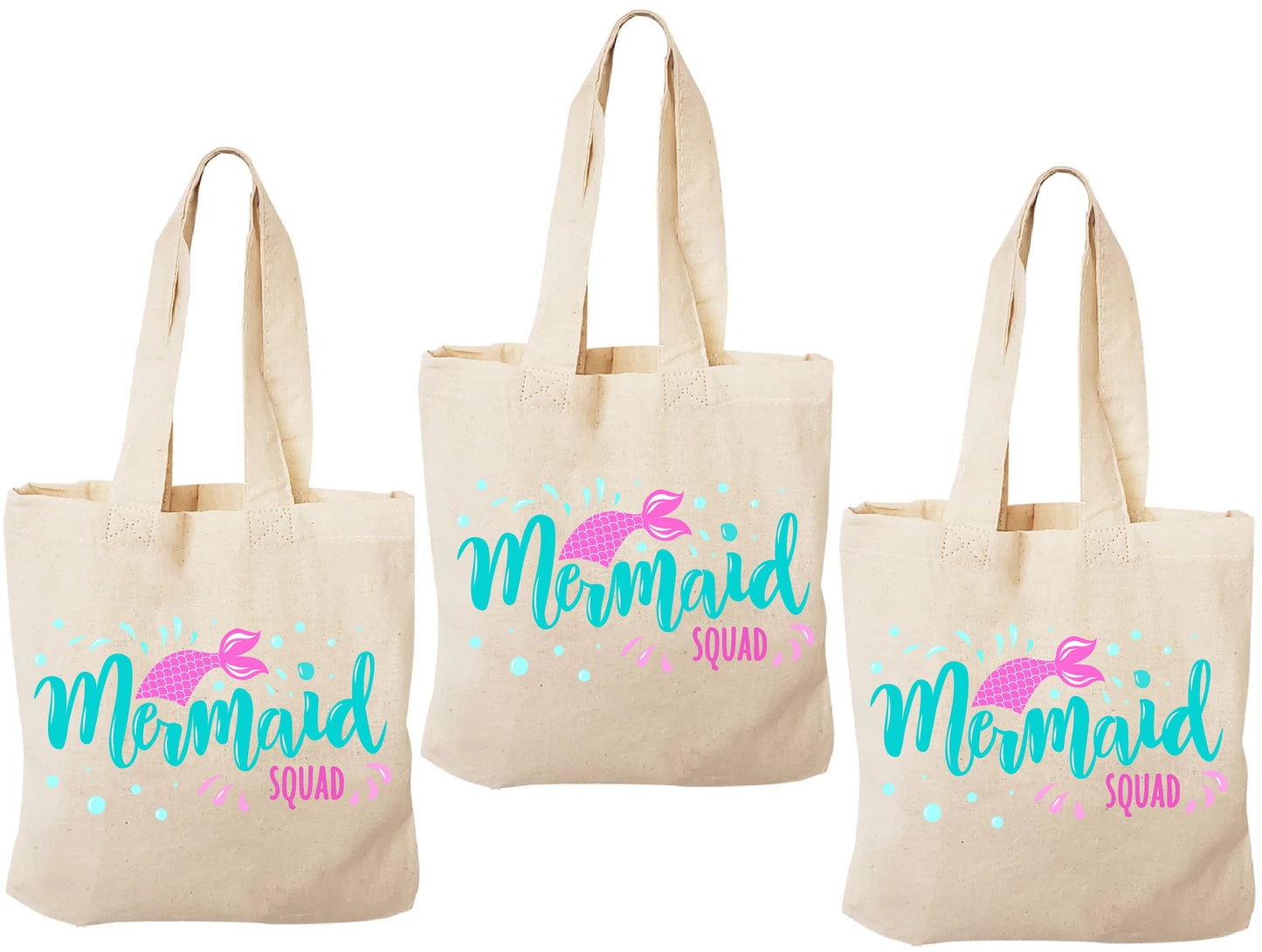 Mermaid Squad Cotton Treat Bags – Set of 3 Party Favors
