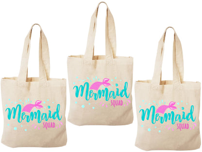 Mermaid Squad Cotton Treat Bags – Set of 3 Party Favors