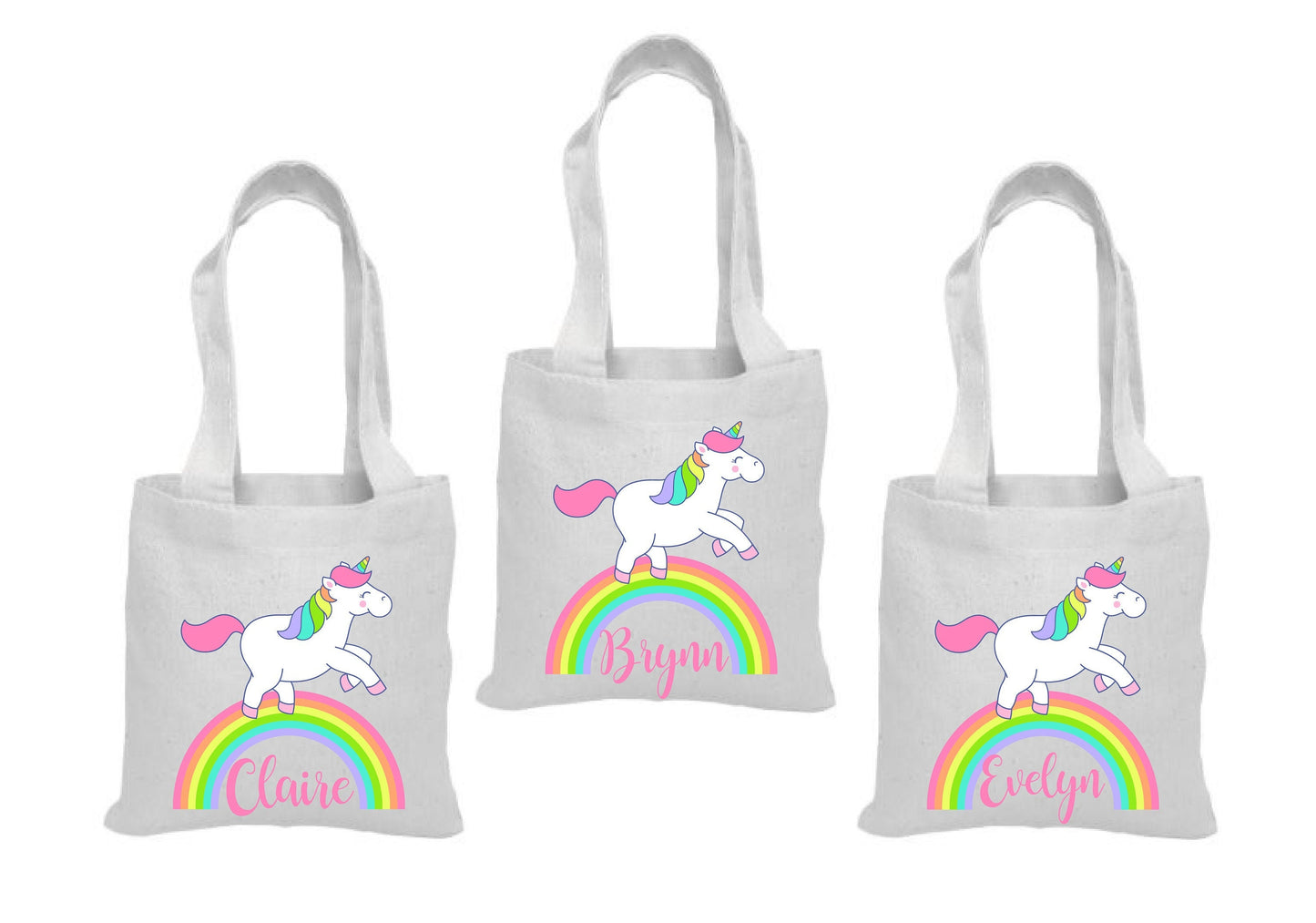 Custom Unicorn Party Favor Bags - Set of Three Bags