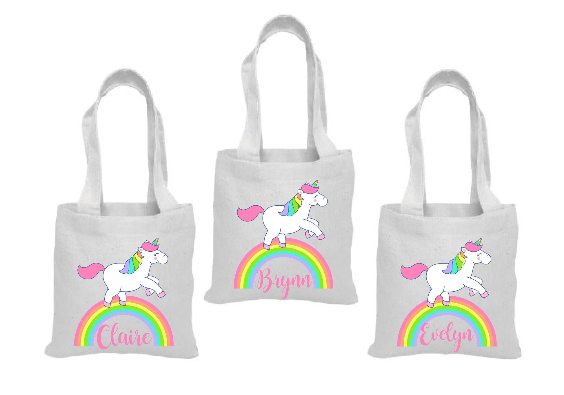 Custom Unicorn Party Favor Bags - Set of Three Bags