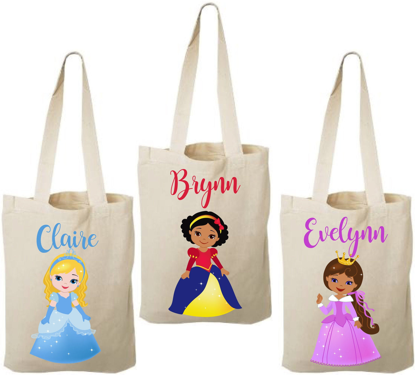 Personalized Princess Favor Bag, Cotton Canvas Party Treat Bags