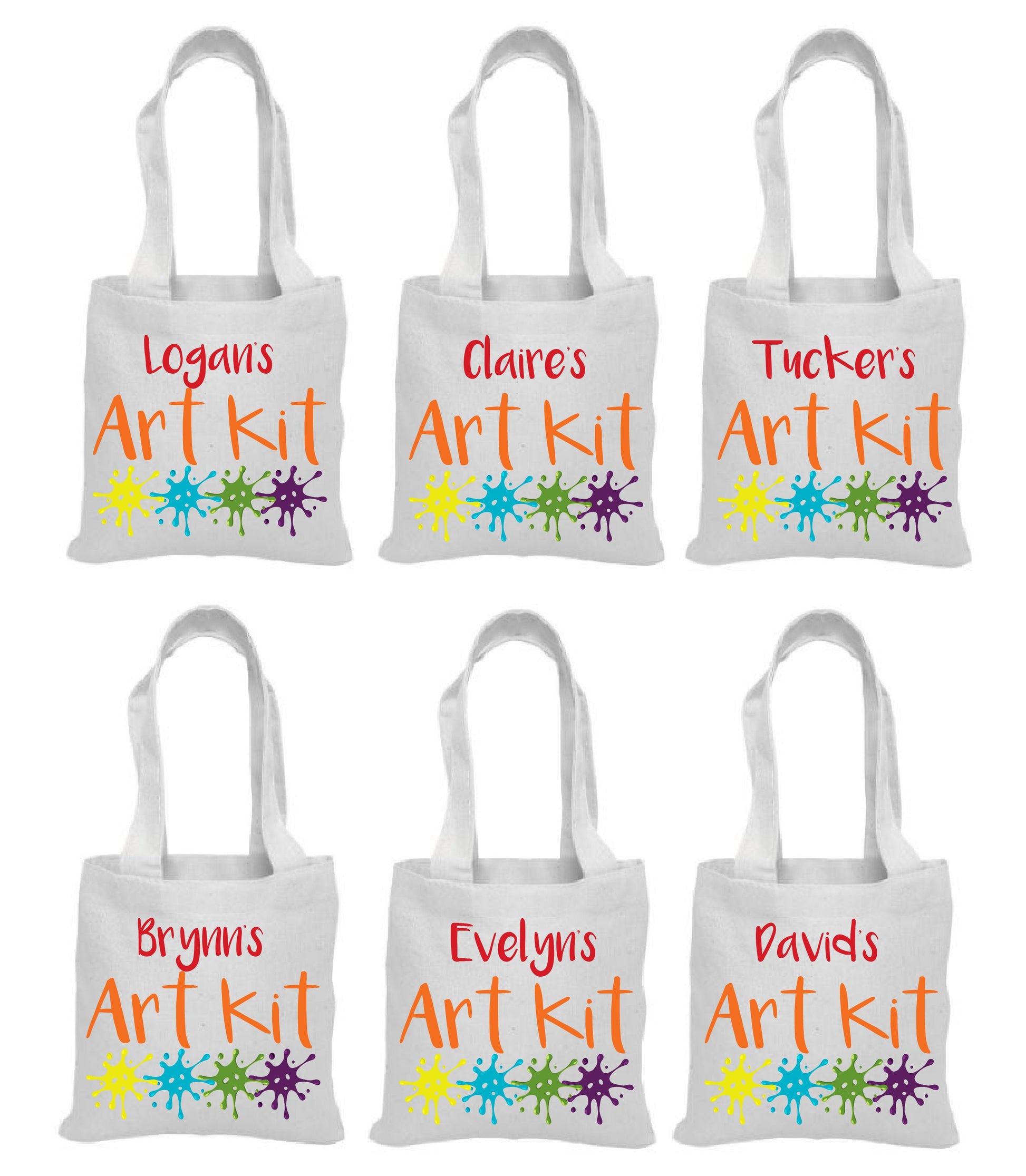 Personalized Art Party Favor Bags, Canvas Tote