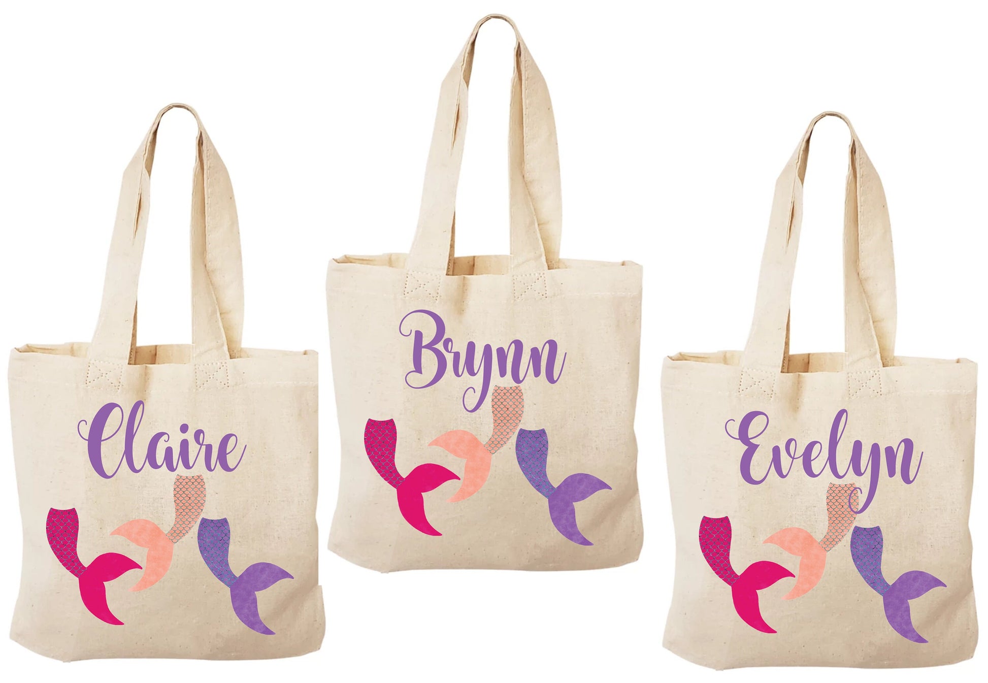 Personalized Mermaid Party Favor Bags - Set of Three Bags
