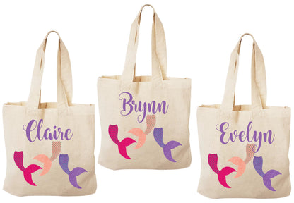 Personalized Mermaid Party Favor Bags - Set of Three Bags