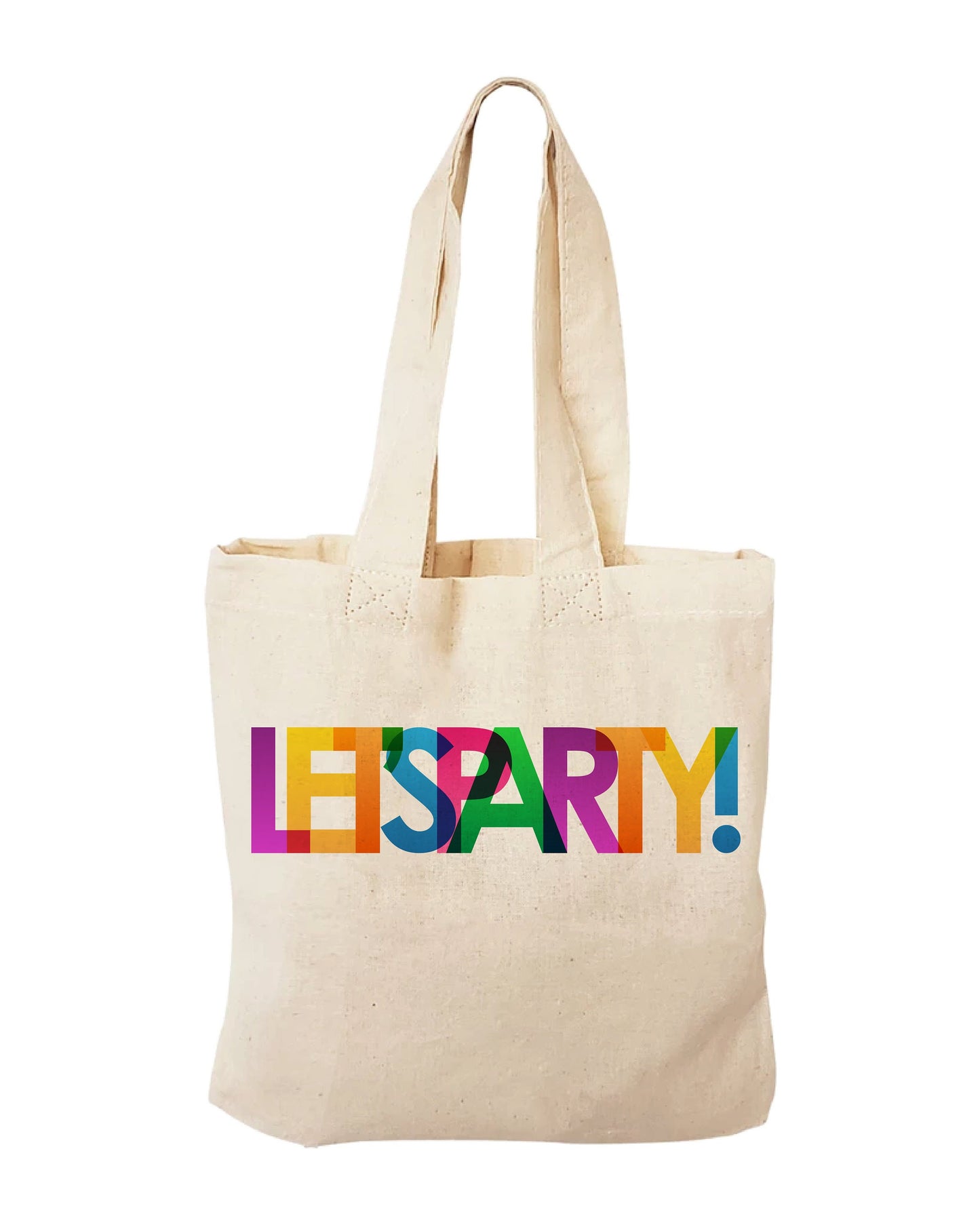 Rainbow "LET'S PARTY!" Cotton Favor Bag, Reusable Party Decor