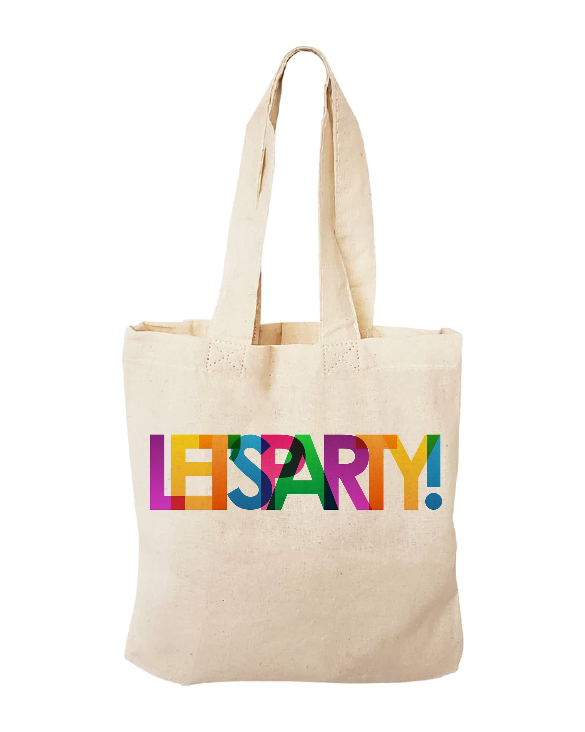Rainbow "LET'S PARTY!" Cotton Favor Bag, Reusable Party Decor