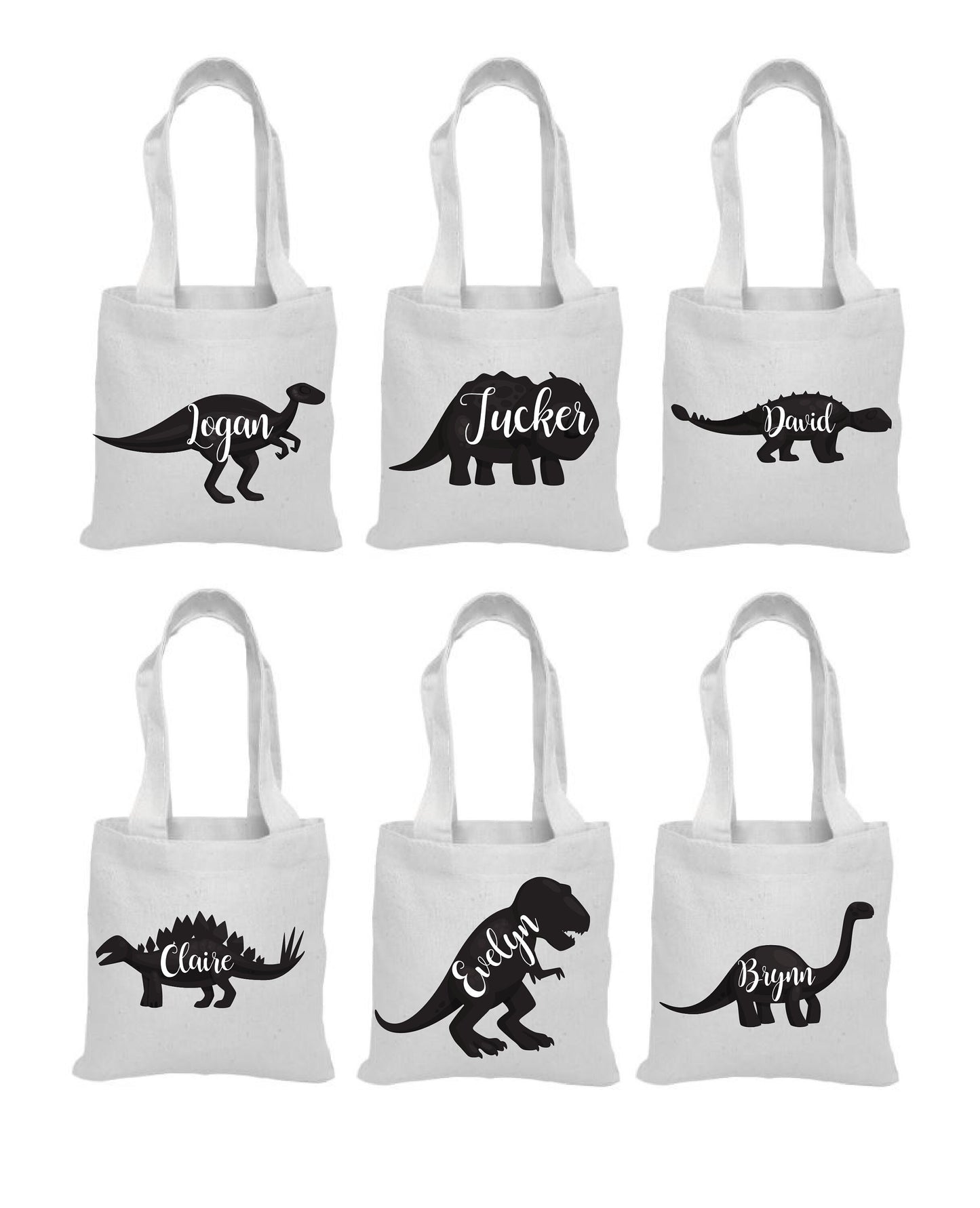 Personalized Dinosaur Party Favor Bags - Set of Six Bags