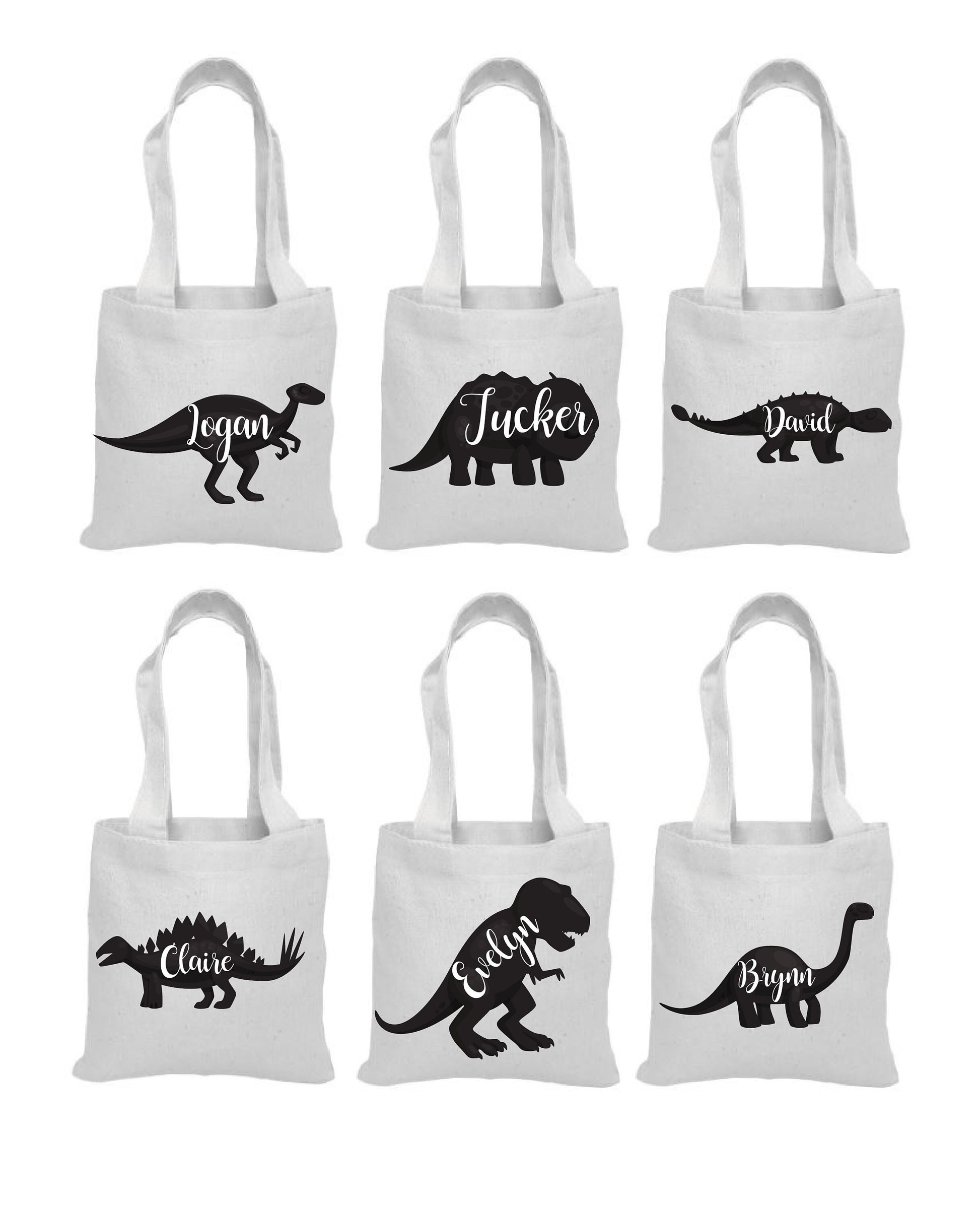Personalized Dinosaur Party Favor Bags - Set of Six Bags