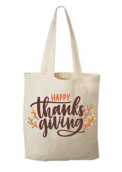 Thanksgiving Party Favor Bags - Reusable Cotton Canvas Tote