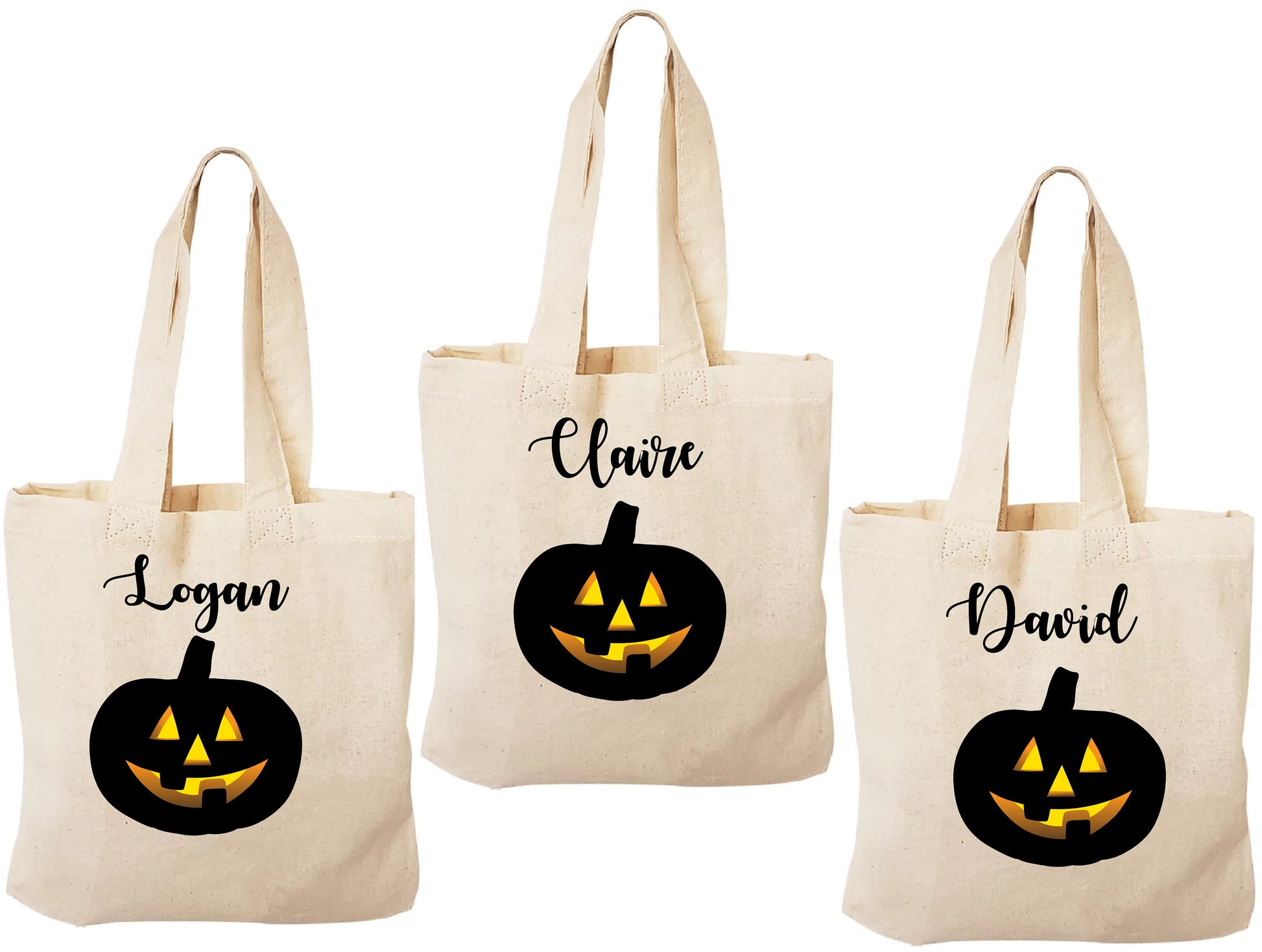 Personalized Halloween Treat Bag: Pumpkin Party Favor, Set of 3