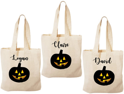 Personalized Halloween Treat Bag: Pumpkin Party Favor, Set of 3