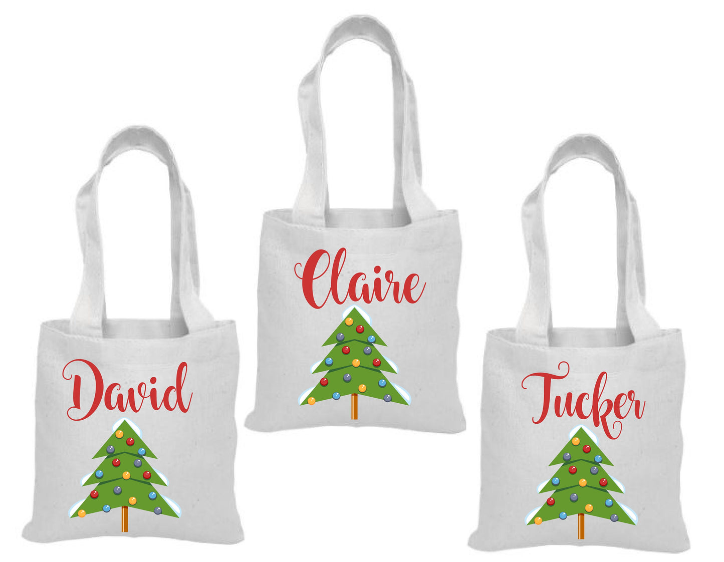 Personalized Christmas Party Favor Bags - 6x6 inch - Set of Three Bags
