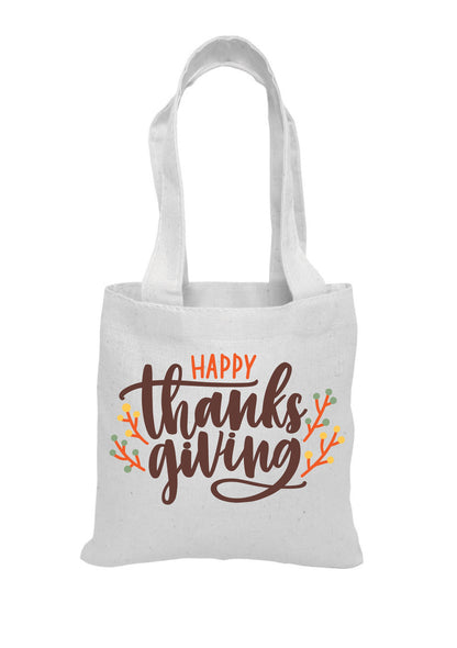 Thanksgiving Party Favor Bags - Reusable Cotton Canvas Tote