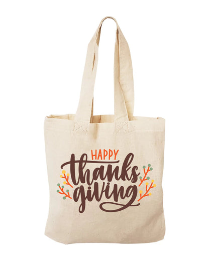 Thanksgiving Party Favor Bags - Reusable Cotton Canvas Tote