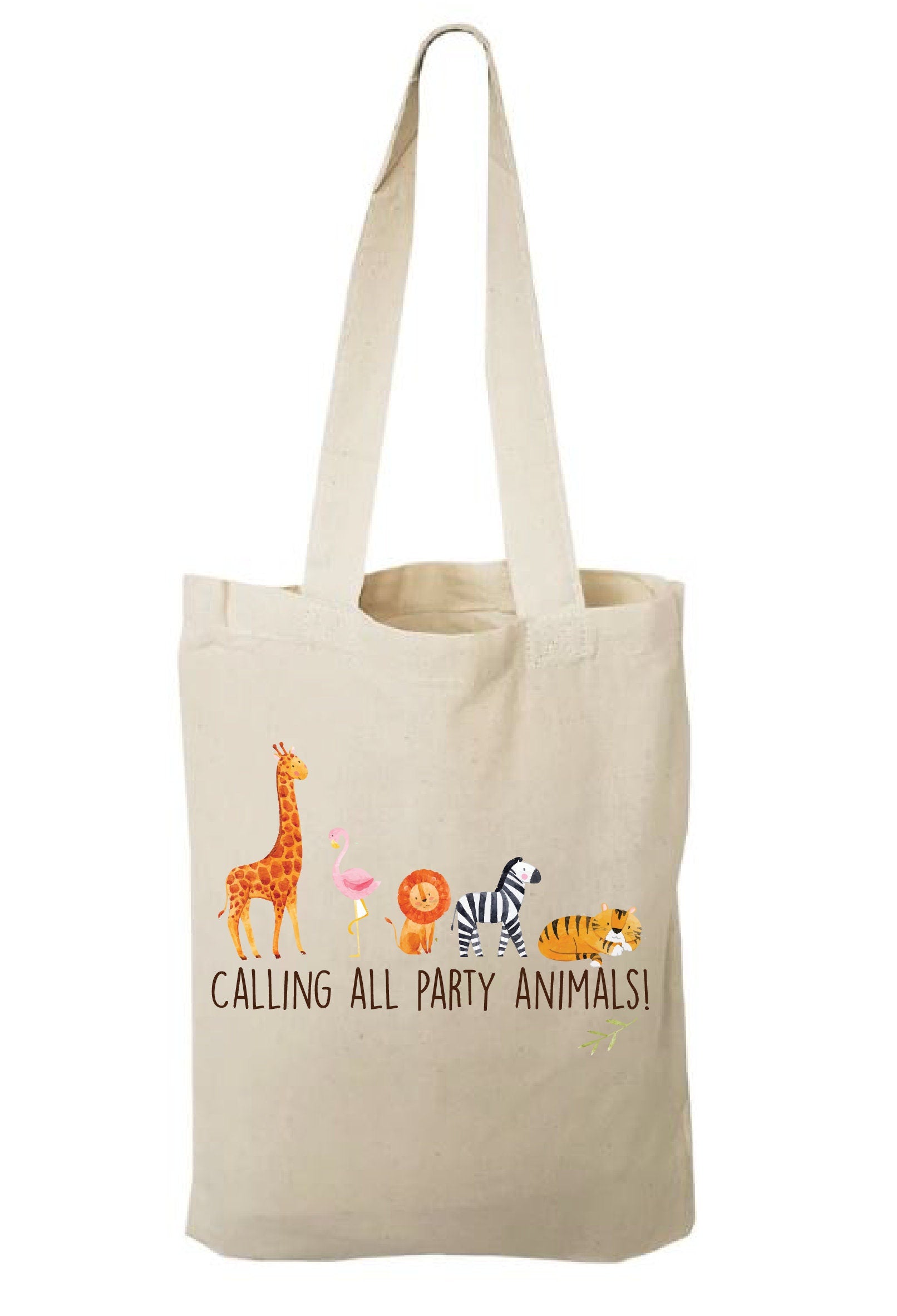 Jungle Party Favor Bags, Animal Cotton Goodie Bags, Set of 6