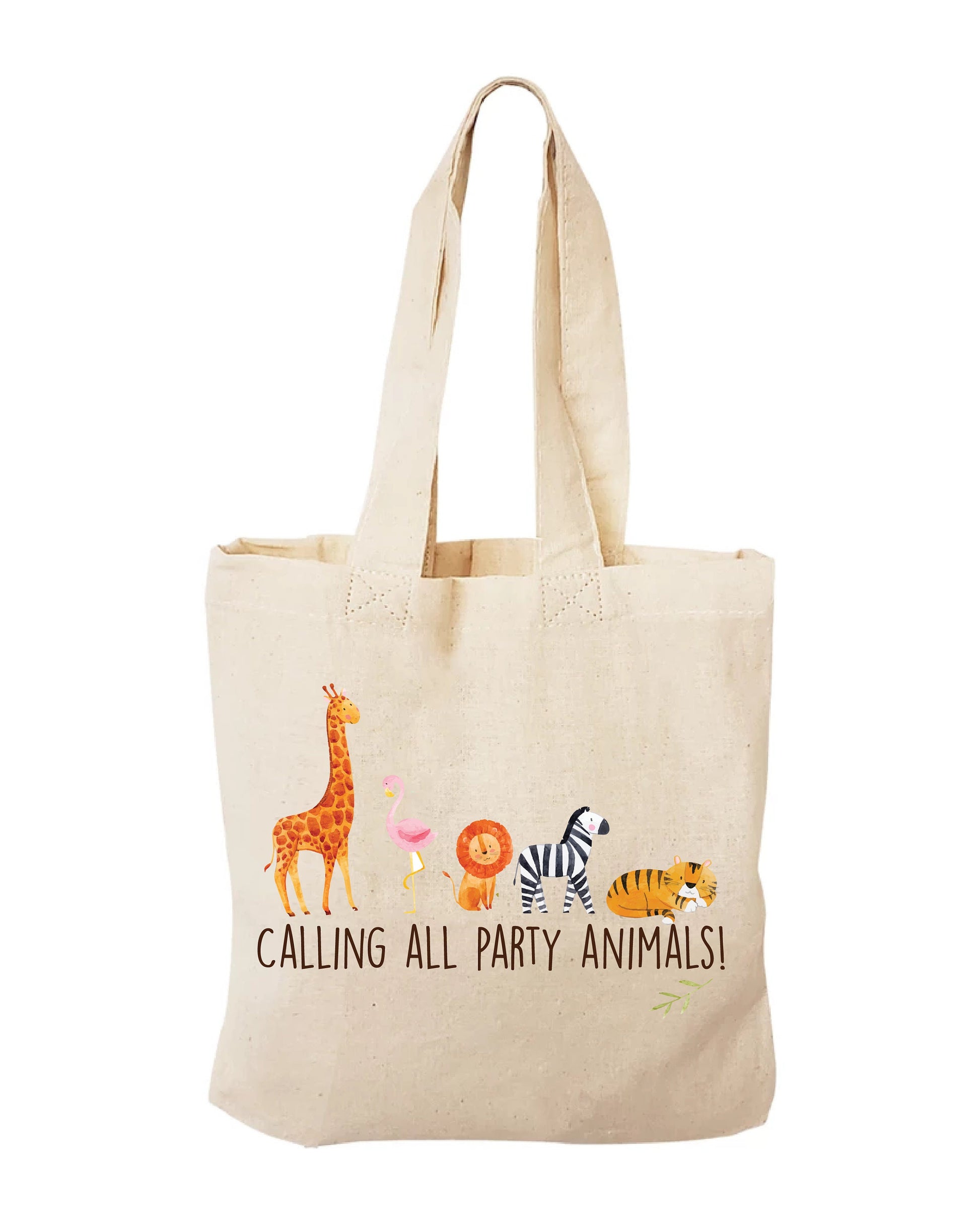 Jungle Party Favor Bags, Animal Cotton Goodie Bags, Set of 6