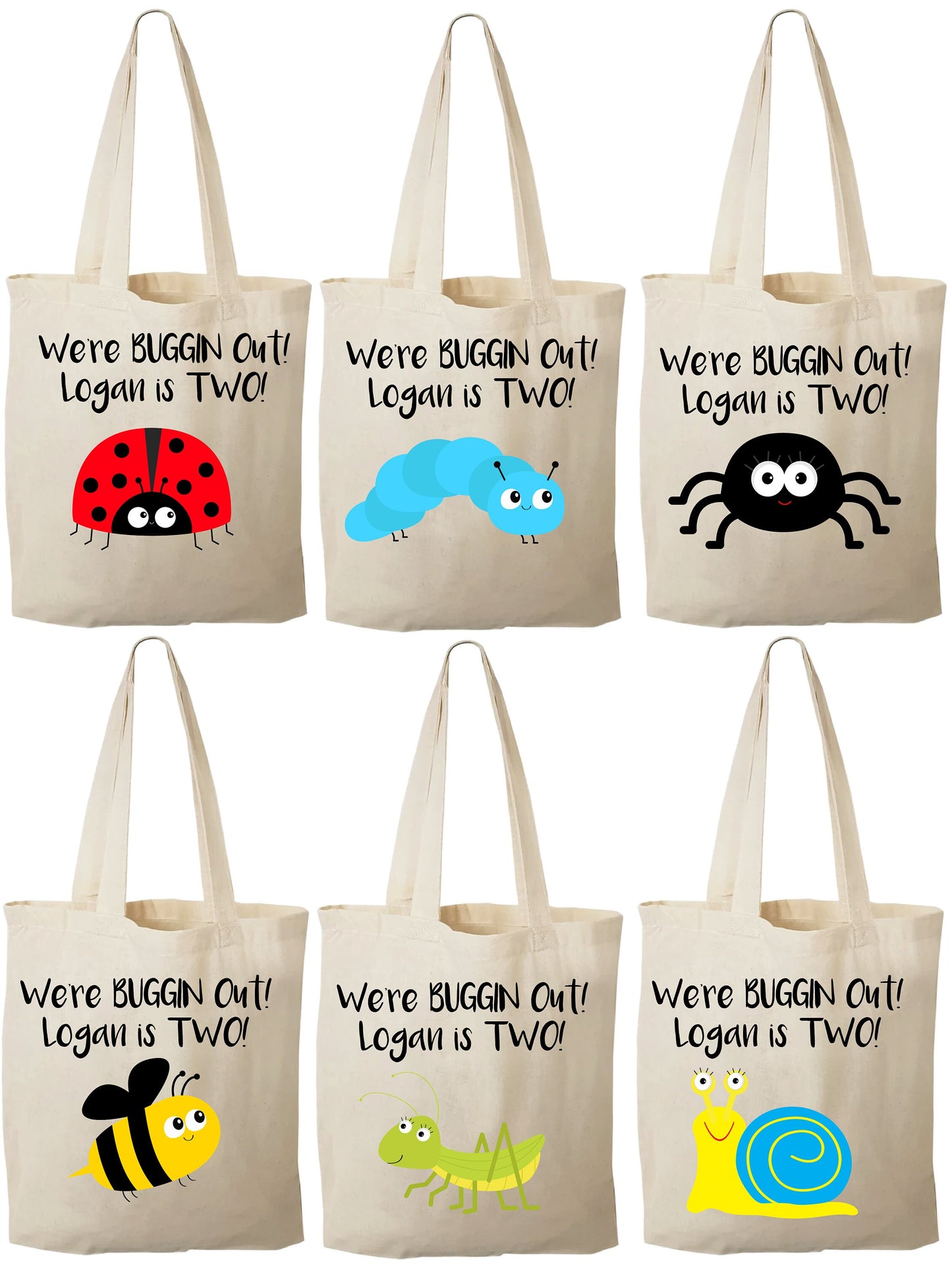 Personalized Insect Party Favor Bags, Bug Birthday Canvas Tote