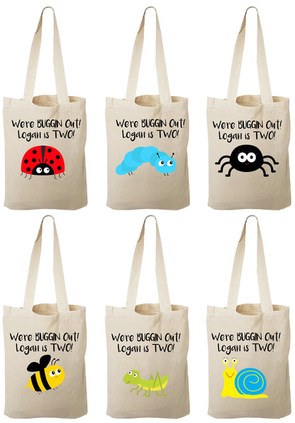 Personalized Insect Party Favor Bags, Bug Birthday Canvas Tote