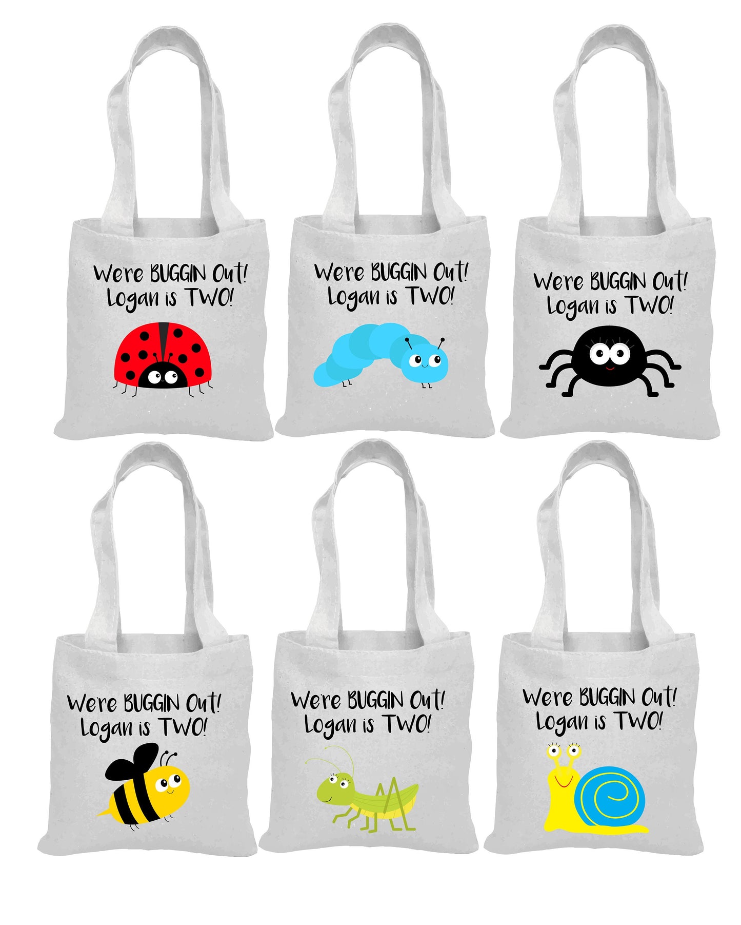 Personalized Insect Party Favor Bags, Bug Birthday Canvas Tote