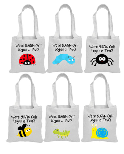 Personalized Insect Party Favor Bags, Bug Birthday Canvas Tote