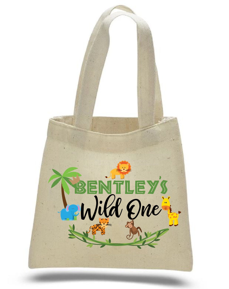 Personalized Jungle Safari Party Favor Bags – Wild One Birthday Goody Bags