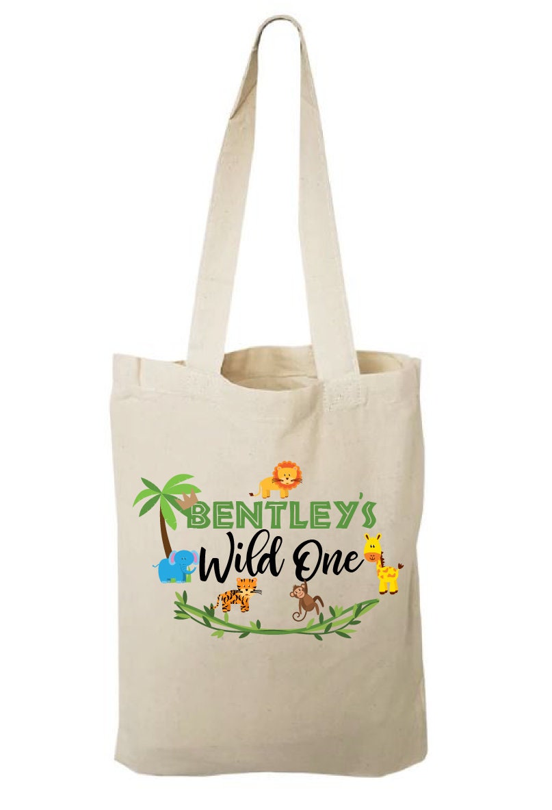 Personalized Jungle Safari Party Favor Bags – Wild One Birthday Goody Bags