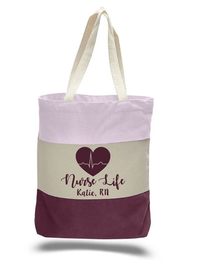 Personalized Nurse Life Canvas Tote Bag, RN Gift