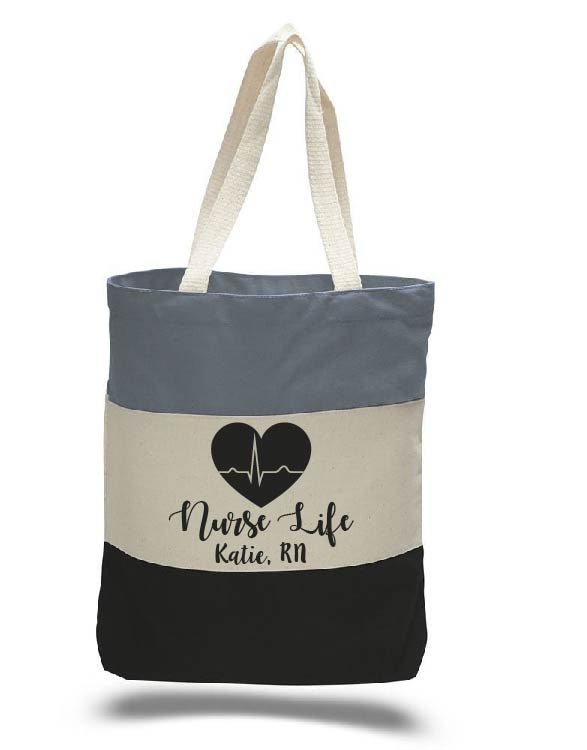 Personalized Nurse Life Canvas Tote Bag, RN Gift