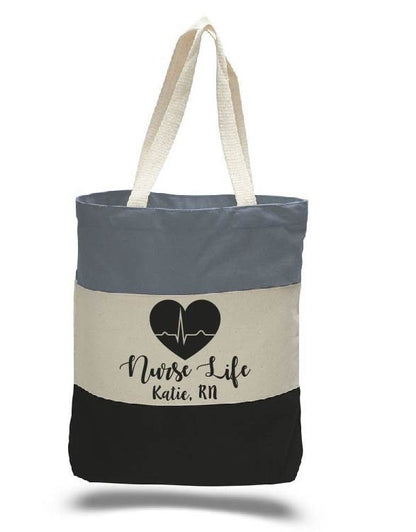 Personalized Nurse Life Canvas Tote Bag, RN Gift