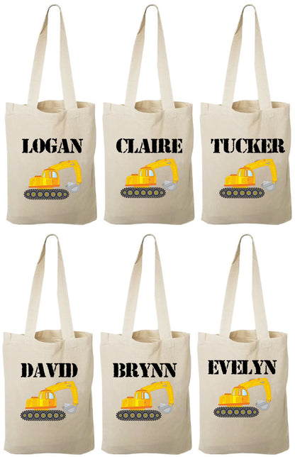 Personalized Construction Party Favor Bags - Set of Six Bags