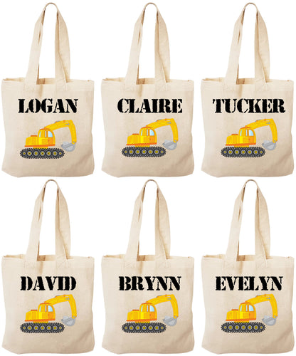 Personalized Construction Party Favor Bags - Set of Six Bags