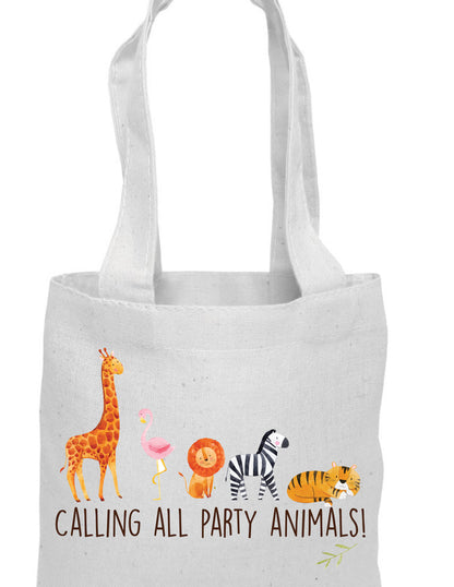 Jungle Party Favor Bags, Animal Cotton Goodie Bags, Set of 6