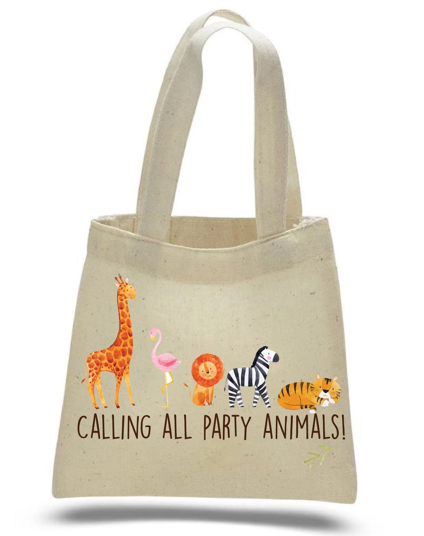 Jungle Party Favor Bags, Animal Cotton Goodie Bags, Set of 6
