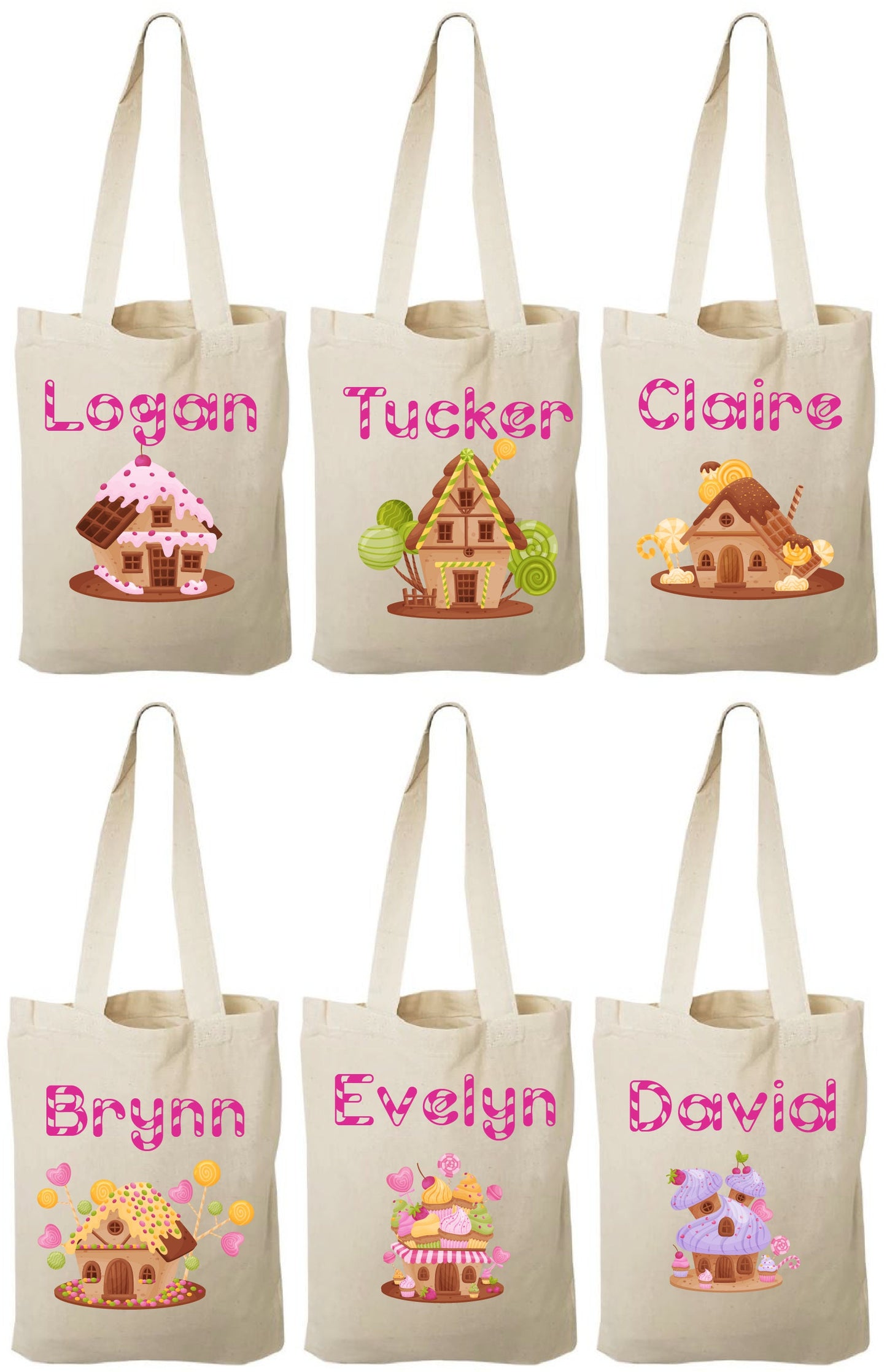 Personalized Candy House Party Favor Bags – Set of Six