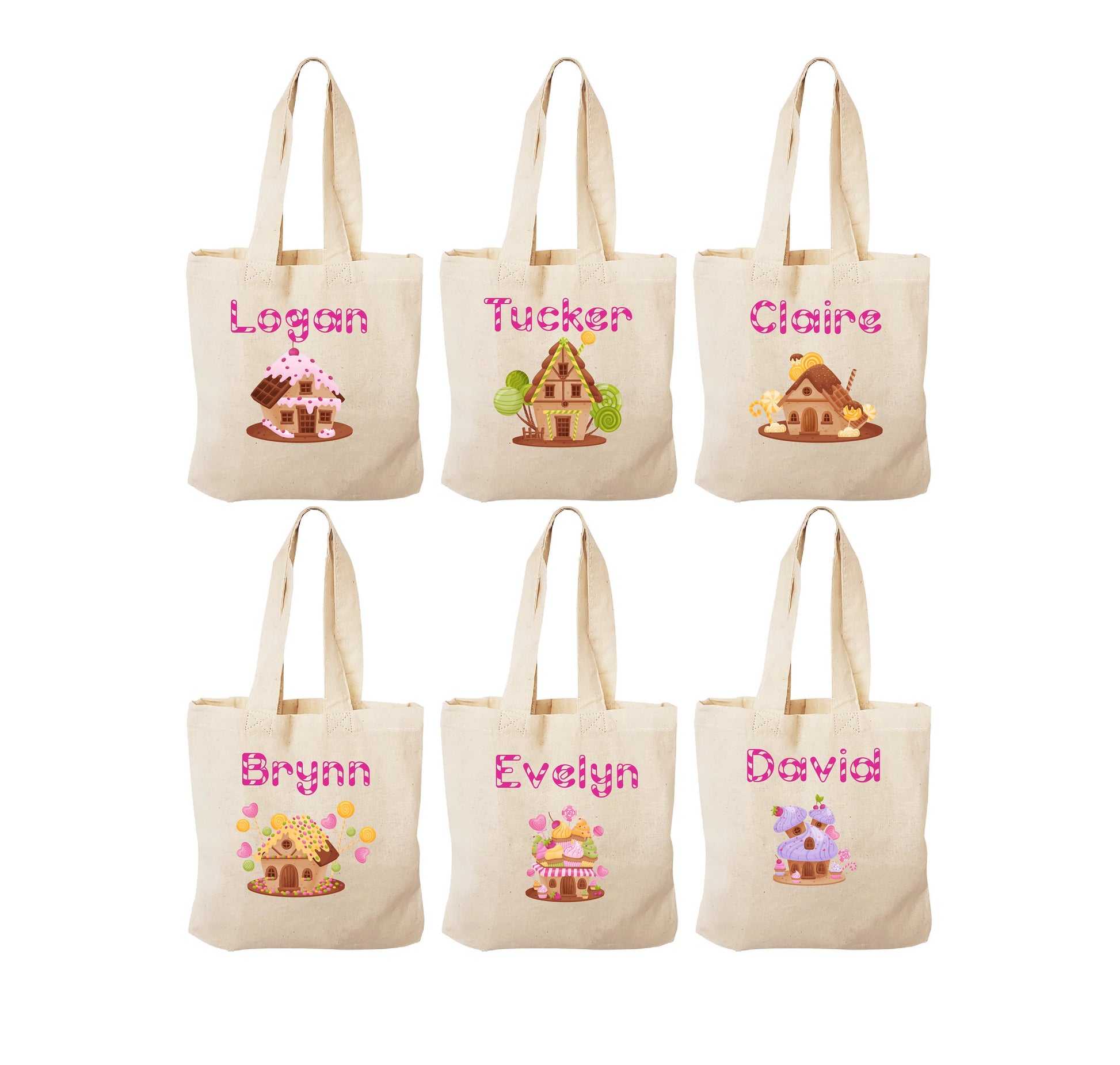 Personalized Candy House Party Favor Bags – Set of Six