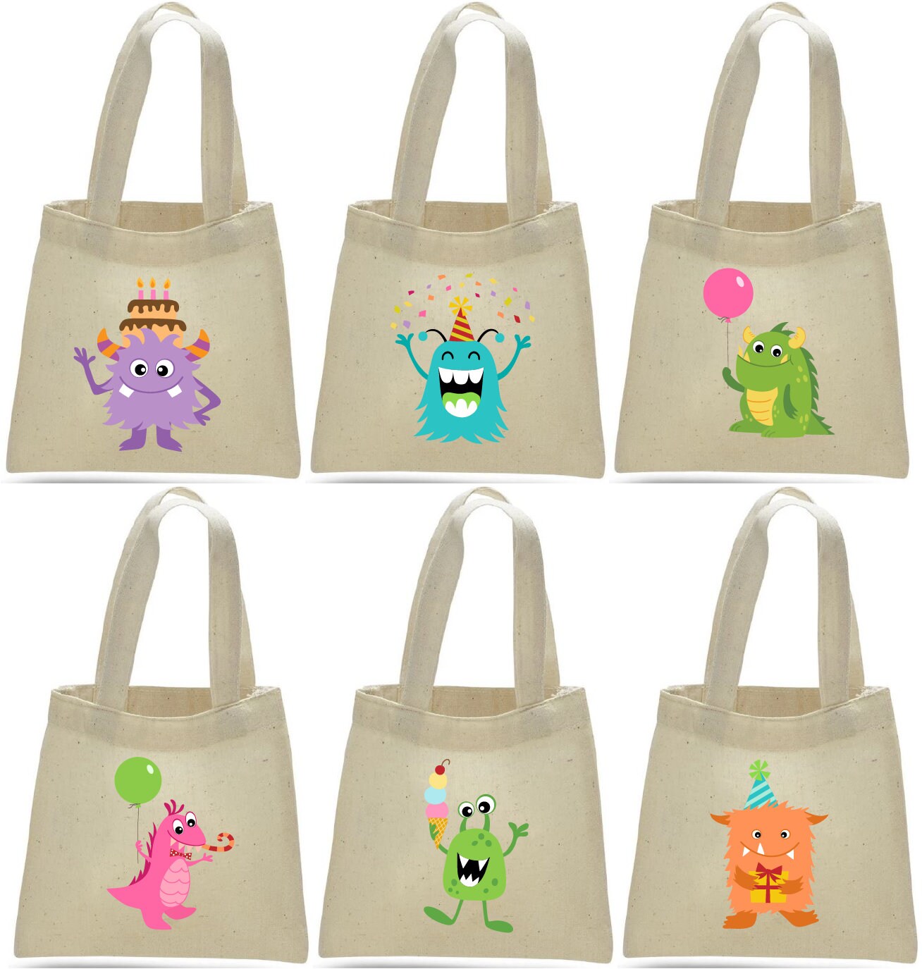 Monster Party Favor Bags - Set of Six Bags