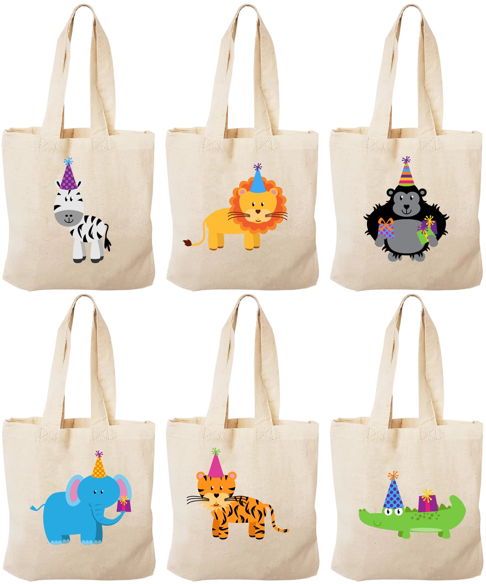 Jungle Animal Party Favor Bags, Cotton Goodie Bags