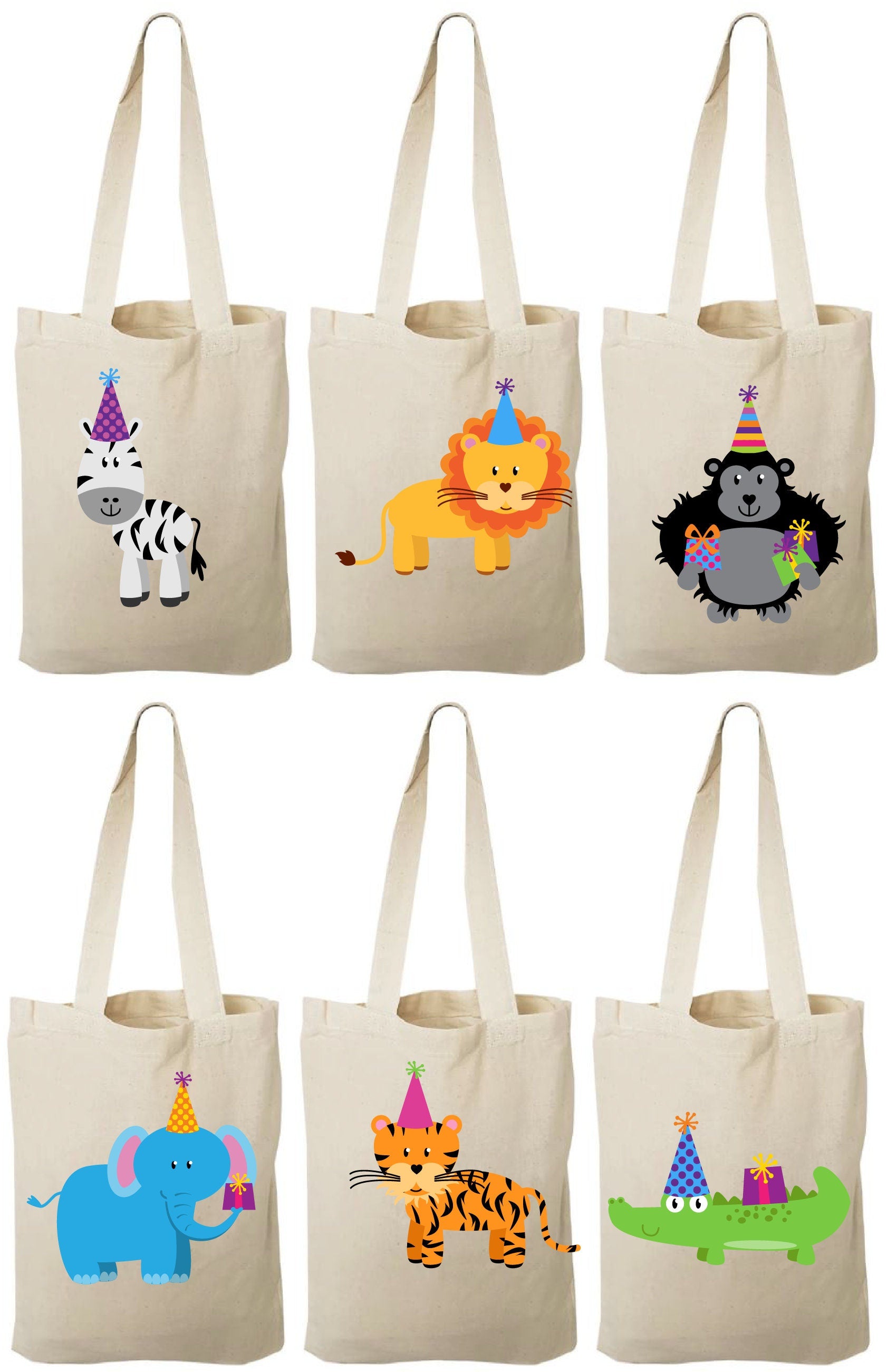 Jungle Animal Party Favor Bags, Cotton Goodie Bags